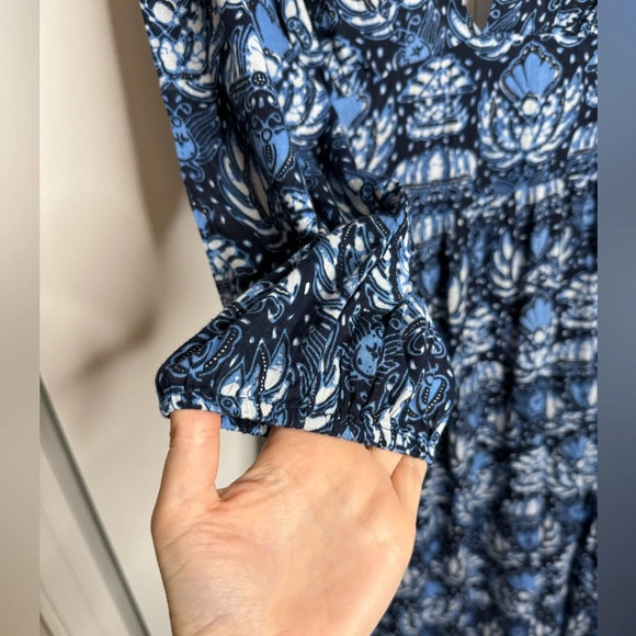 Caroline Constas Blue Dahlia Navy Print Midi Dress - Size Medium NWT - Picture 6 of 11
